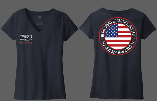 Navy Short Sleeve V-neck Women's Tshirt